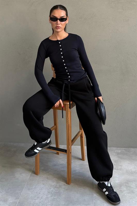 MDX Black Wide Leg Comfort Fit Elastic Waist Sweatpants MG2581 - Leamington