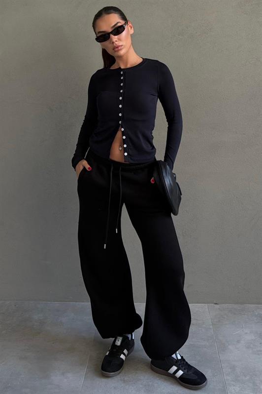 MDX Black Wide Leg Comfort Fit Elastic Waist Sweatpants MG2581 - Leamington