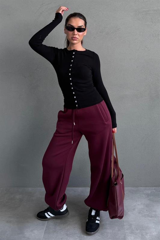 MDX Bordo Geniş Paça Rahat Kalıp Lastikli  Eşofman Altı MG2581 - Brighton