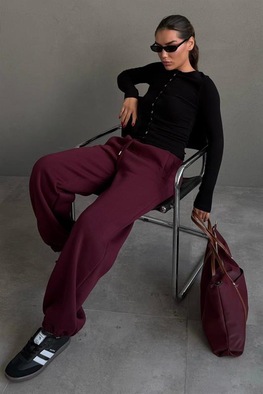 MDX Bordo Geniş Paça Rahat Kalıp Lastikli  Eşofman Altı MG2581 - Brighton