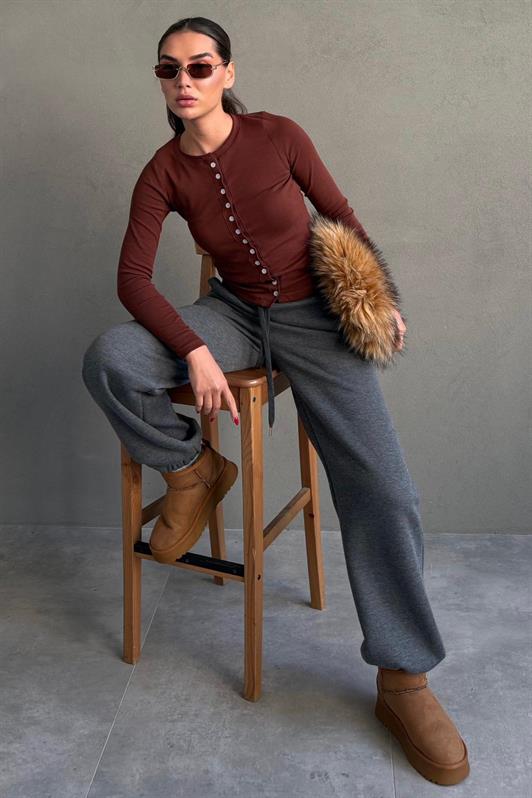 MDX Anthracite Wide Leg Comfort Fit Elastic Waist Sweatpants MG2581 - Aigáleo