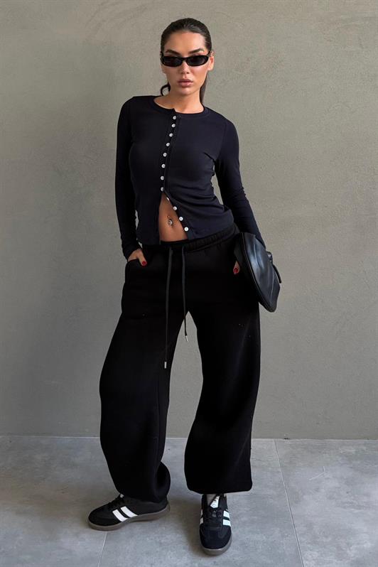 MDX Black Wide Leg Comfort Fit Elastic Waist Sweatpants MG2581 - Leamington
