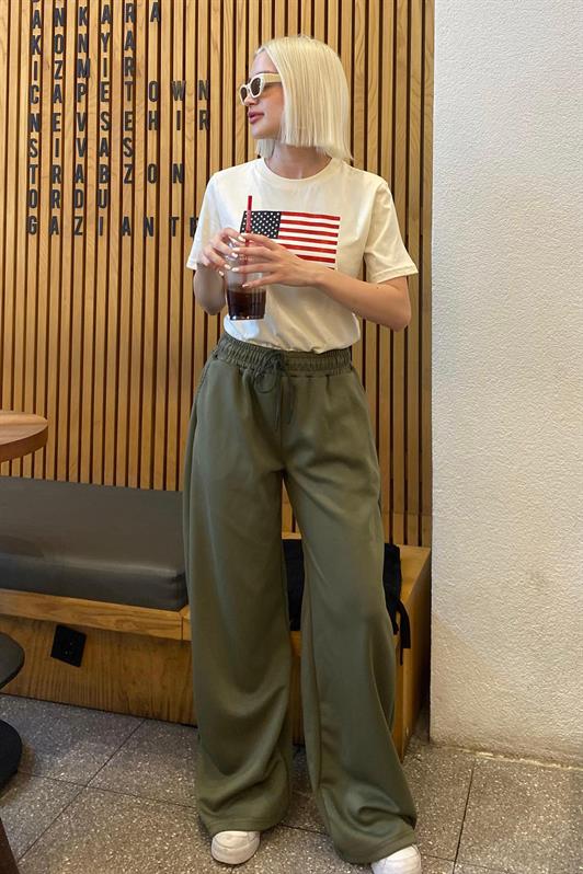 MDX Haki Adjustable Waist Wide Leg Comfort Fit Basic Women's Sweatpants MG2122 - Vlaardingen