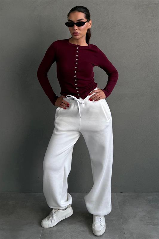 MDX Ecru Wide Leg Comfort Fit Elastic Waist Sweatpants MG2581 - Sanlúcar de Barrameda