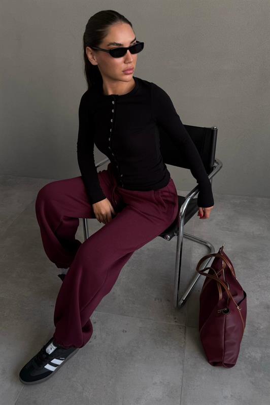 MDX Bordo Geniş Paça Rahat Kalıp Lastikli  Eşofman Altı MG2581 - Brighton