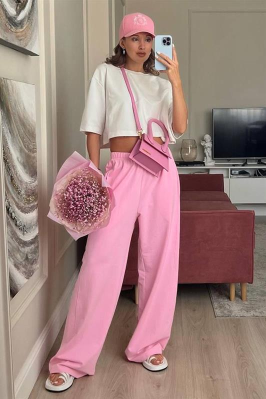 MDX Pembe Geniş Paça Modal Kadın Eşofman Altı MG2122 - Derby