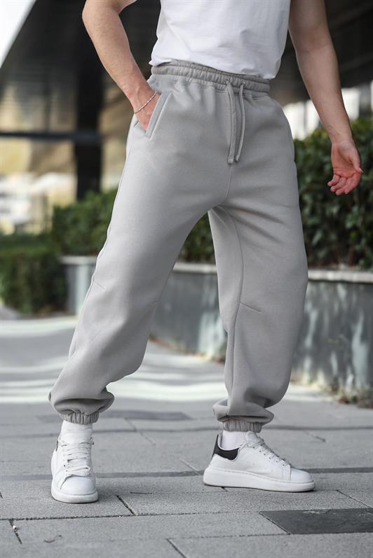 MDX Men's Sweatpants with Elastic Waistband in Grey Color and Relaxed Fit E6579 - Greer