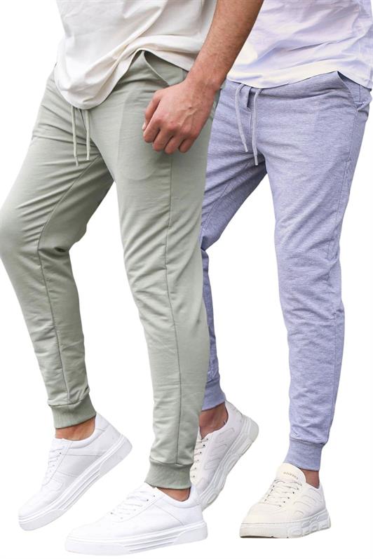 MDX Unripe Green/Gray Waistband Elastic 2-Pack Men's Sweatpants Bottoms E7446 - Cheshunt