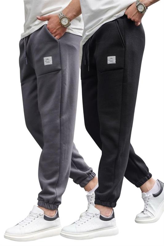 MDX Siyah/Füme Cepli Jogger Erkek 2'Li Paket Eşofman Altı E7445 - Holly Springs