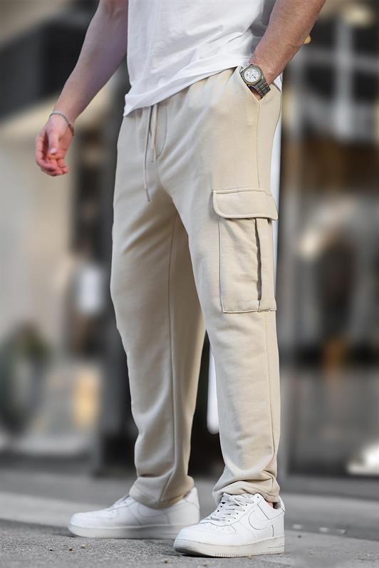 MDX Beige Adjustable Cargo Pocket Basic Sweatpants 6552 - Agrigento