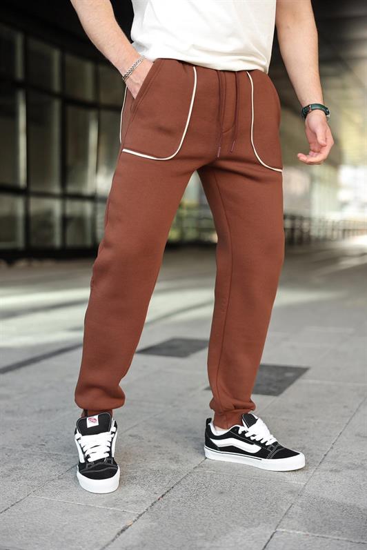 MDX Acı Kahverengi Şerit Detaylı Jogger Eşofman Altı E6581 - Wood Buffalo