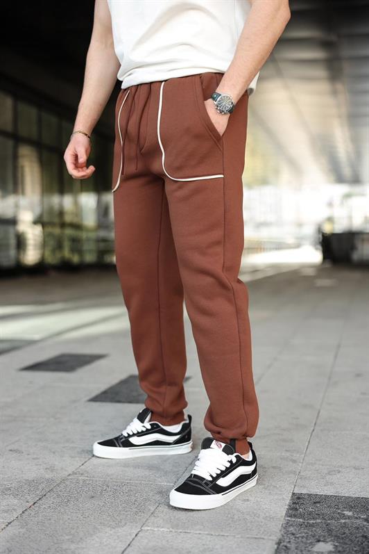 MDX Acı Kahverengi Şerit Detaylı Jogger Eşofman Altı E6581 - Wood Buffalo