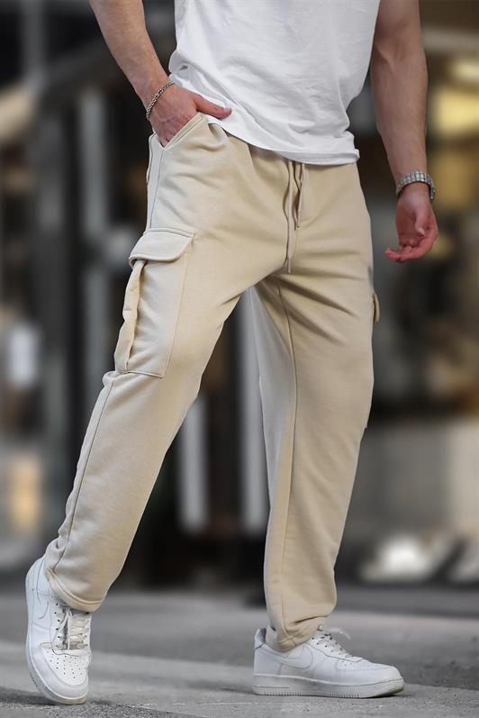MDX Beige Adjustable Cargo Pocket Basic Sweatpants 6552 - Agrigento