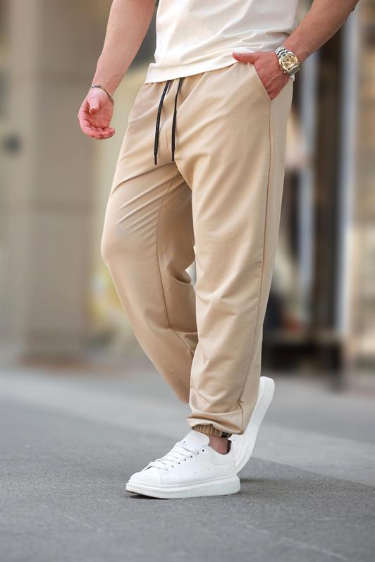 MDX Beige Comfort Fit Elastic Waist Men's Sweatpants Bottoms E6573 - Bergamo