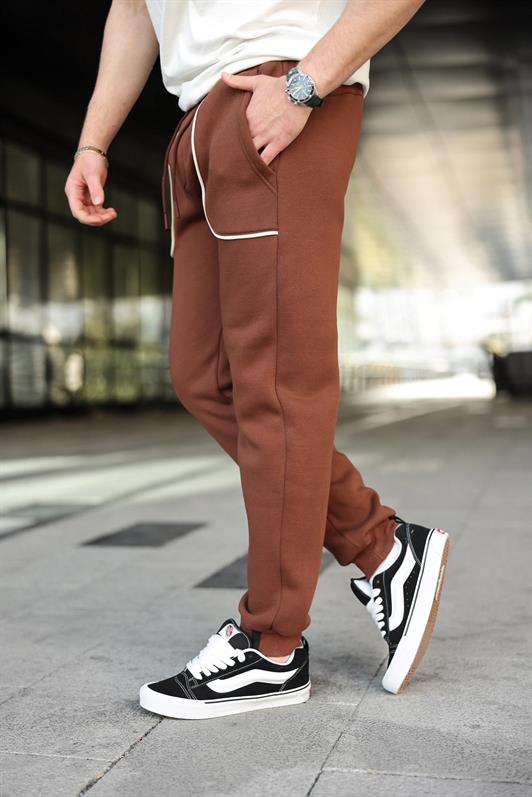 MDX Acı Kahverengi Şerit Detaylı Jogger Eşofman Altı E6581 - Wood Buffalo