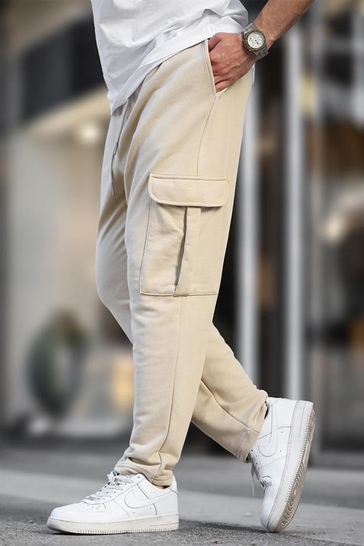 MDX Beige Adjustable Cargo Pocket Basic Sweatpants 6552 - Agrigento