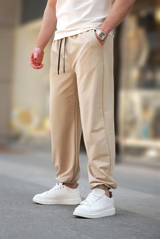 MDX Beige Comfort Fit Elastic Waist Men's Sweatpants Bottoms E6573 - Bergamo