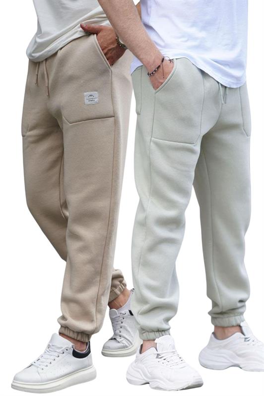 MDX Beige/Light Green Pocketed Jogger Men's 2-Pack Sweatpants E7445 - Barendrecht
