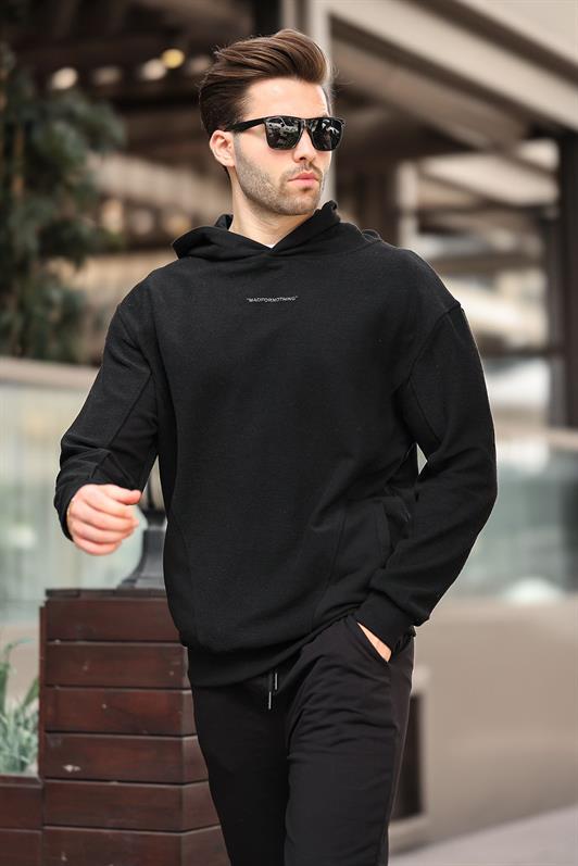 MDX Black Hooded Men's Sweatshirt with Pocket Detail and Embroidery 7050 - Hartford