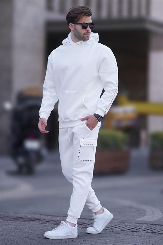 MDX Ecru Men's Hooded Elastic Cuffed Tracksuit Set 5957 - Guadalupe
