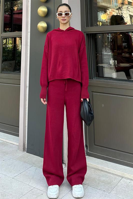 MDX Burgundy Hooded Knit Women's Tracksuit MG2237 - Tlajomulco de Zúñiga