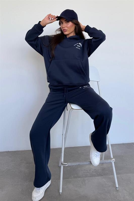 MDX Navy Blue Hooded Printed Women's Tracksuit MG2524 - Hampton