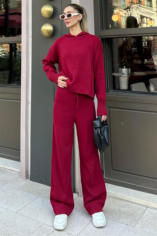 MDX Burgundy Hooded Knit Women's Tracksuit MG2237 - Tlajomulco de Zúñiga