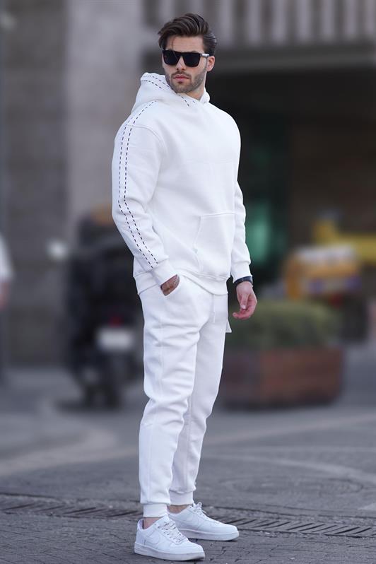 MDX Ecru Men's Hooded Elastic Cuffed Tracksuit Set 5957 - Guadalupe