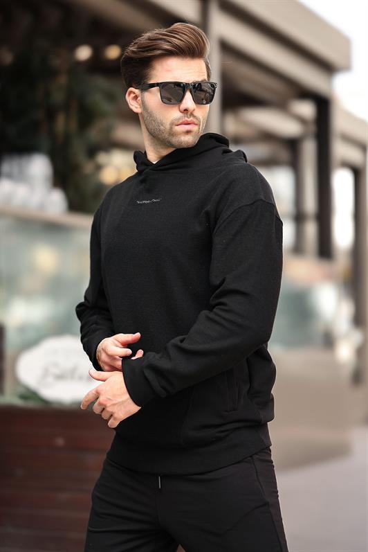 MDX Black Hooded Men's Sweatshirt with Pocket Detail and Embroidery 7050 - Hartford