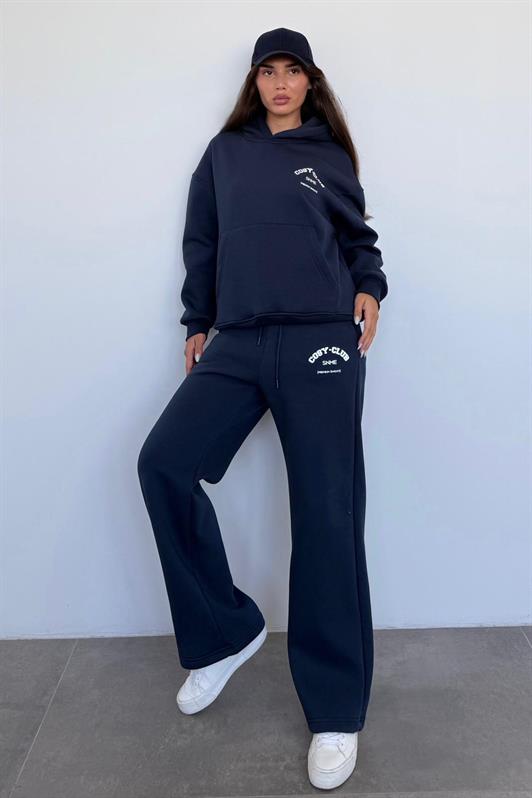 MDX Navy Blue Hooded Printed Women's Tracksuit MG2524 - Hampton