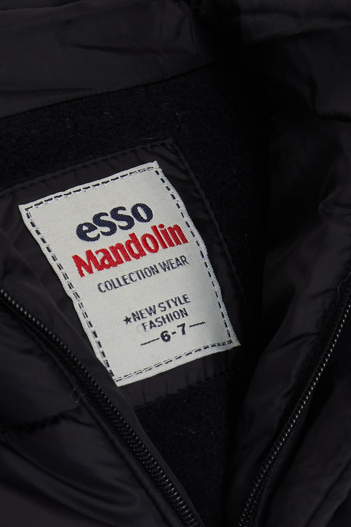 جاكيت BRE Esso Mandolin للأولاد بشعار بسحاب وغطاء للرأس 60 عامًا، أسود - كاتانيا
