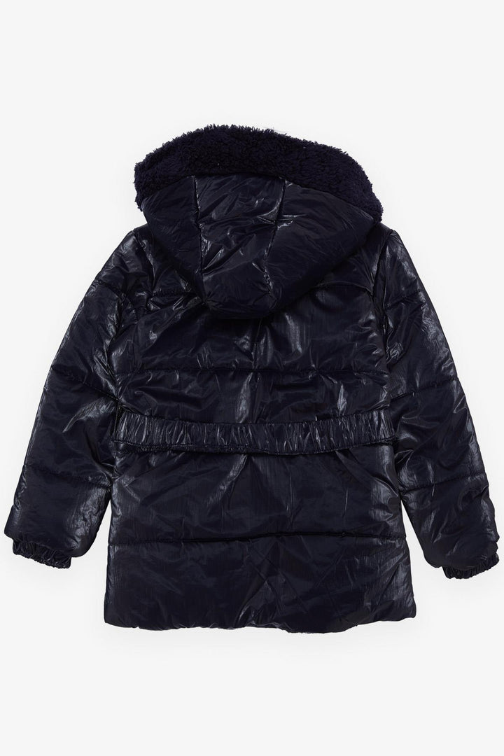 BRE Esso Mandolin Girl's Coat with Belted Hooded Emblem 2-6 Years, Dark Blue - Steinfurt