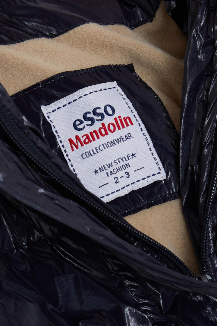 BRE Esso Mandolin Girl's Coat with Belted Hooded Emblem 2-6 Years, Dark Blue - Steinfurt