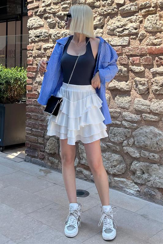 MDX White Mykonos Mini Skirt MG2070 - Durham