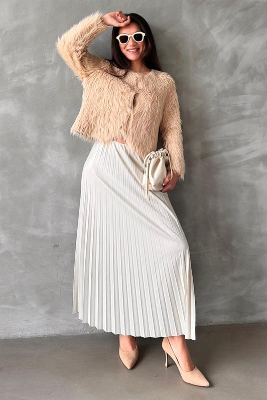 MDX Ecru Pleated Women's Skirt MG2318 - Angra do Heroísmo