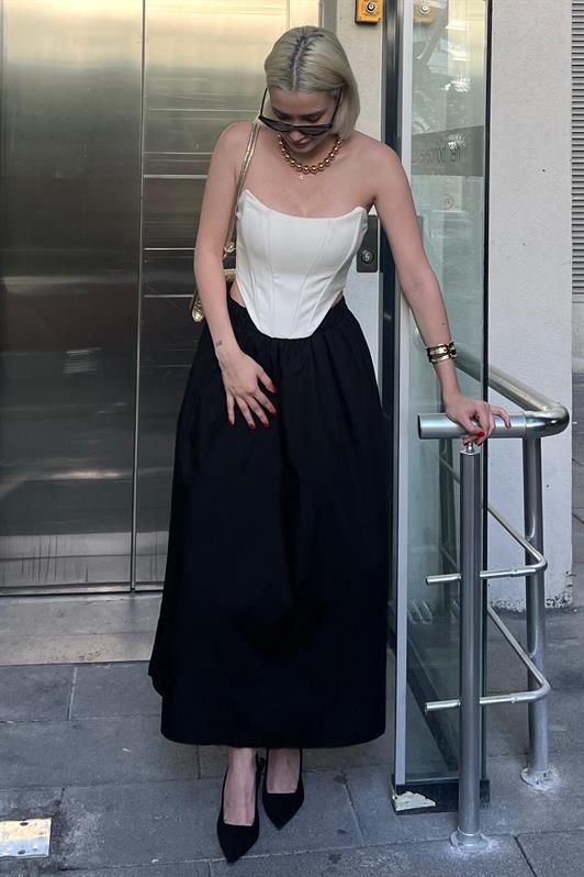 MDX Black Basic High Waist Elasticated Lined Pocket Detailed Midi Skirt MG2154 - Orland Park
