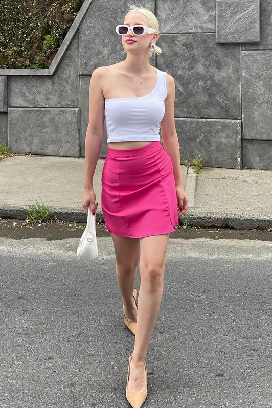 MDX Pink High Waist Front Slit Short Skirt MG2086 - Royal Tunbridge Wells