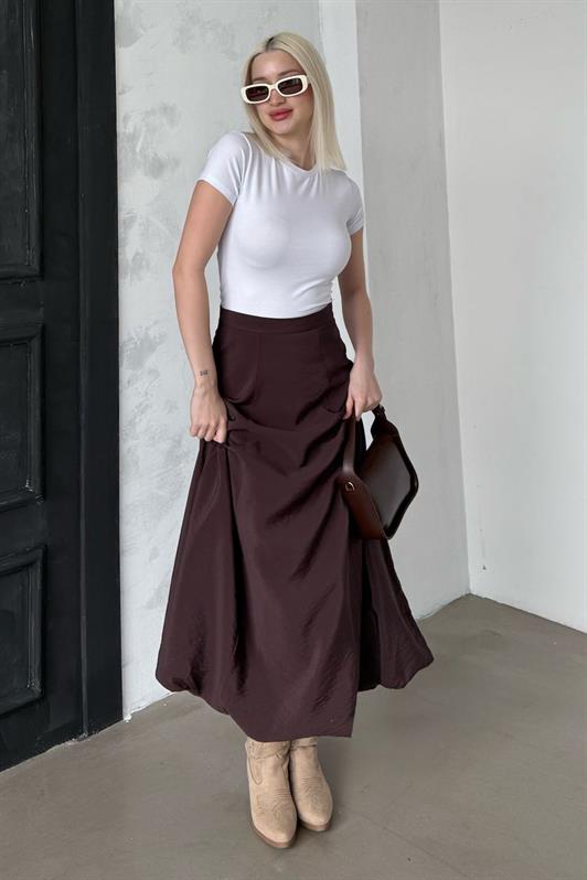 MDX Brown Balloon Skirt Mg2319 - Saint-Malo