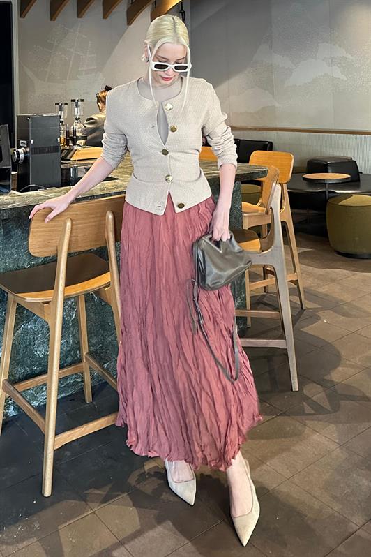 MDX Tile Wrinkled Pattern Midi Size Women's Skirt MG2266 - Jerez de la Frontera