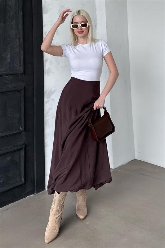 MDX Brown Balloon Skirt Mg2319 - Saint-Malo