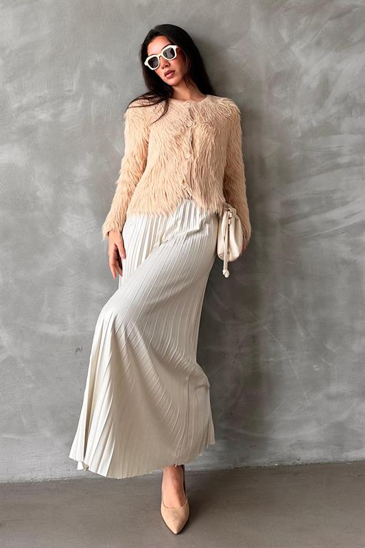 MDX Ecru Pleated Women's Skirt MG2318 - Angra do Heroísmo
