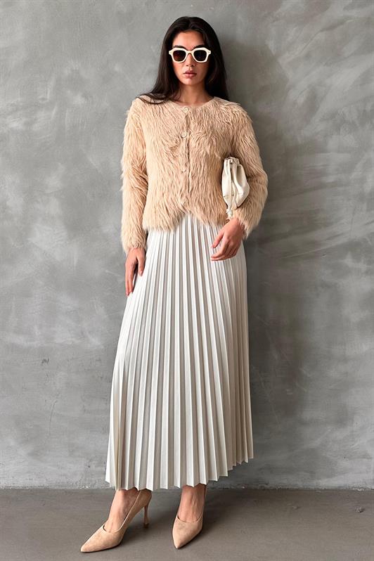 MDX Ecru Pleated Women's Skirt MG2318 - Angra do Heroísmo