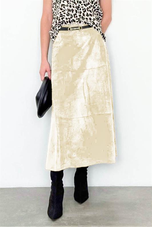 MDX Stone Color Suede Long Skirt Mg2549 - Maarssen