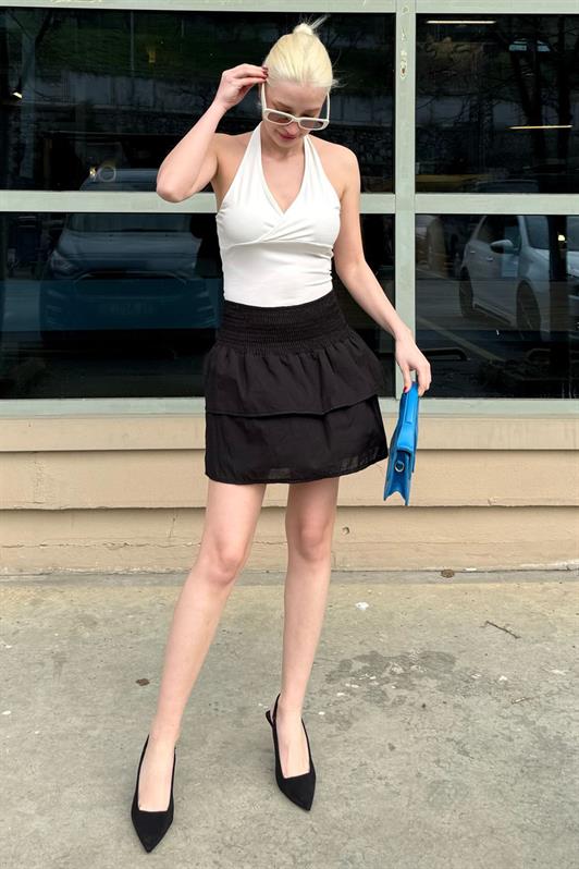 MDX Madmext Black Mini Layered Skirt Mg2337 - Columbus