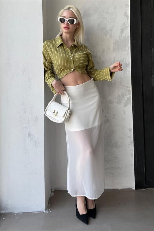 MDX Madmext White Chiffon Women's Skirt Mg2340 - Francisco I. Madero