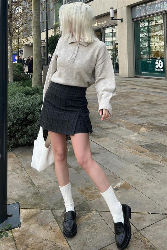 MDX Anthracite Checkered Women's Shorts Skirt MG2316 - Bakhmut