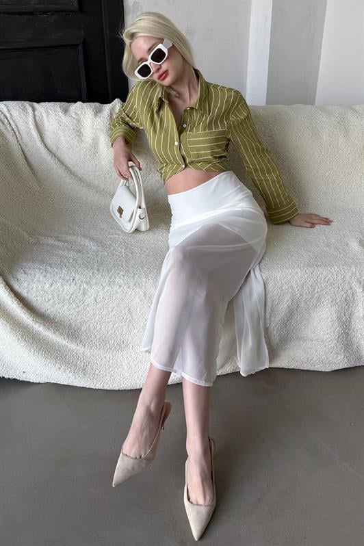 MDX Madmext White Chiffon Women's Skirt Mg2340 - Francisco I. Madero