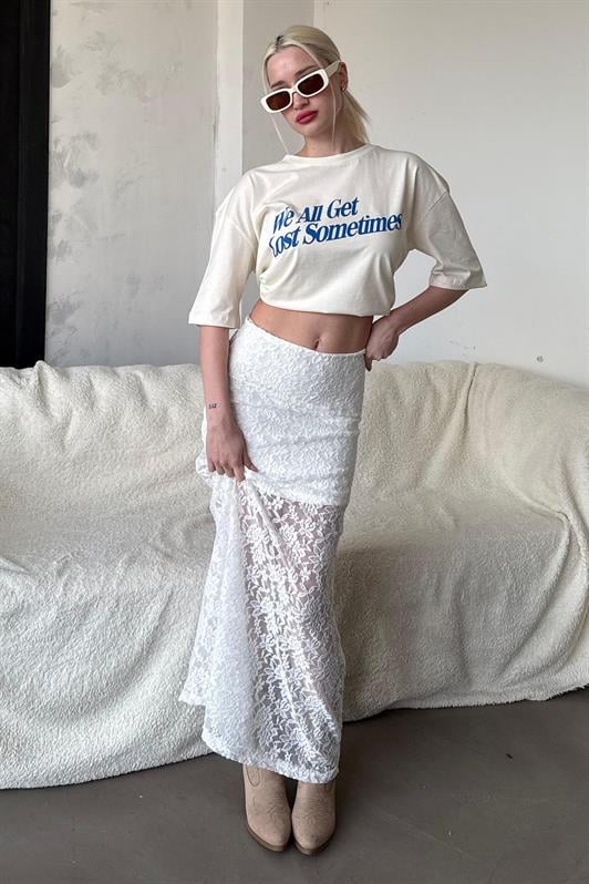 MDX Madmext White Lace Women Skirt Mg2338 - Le Mans