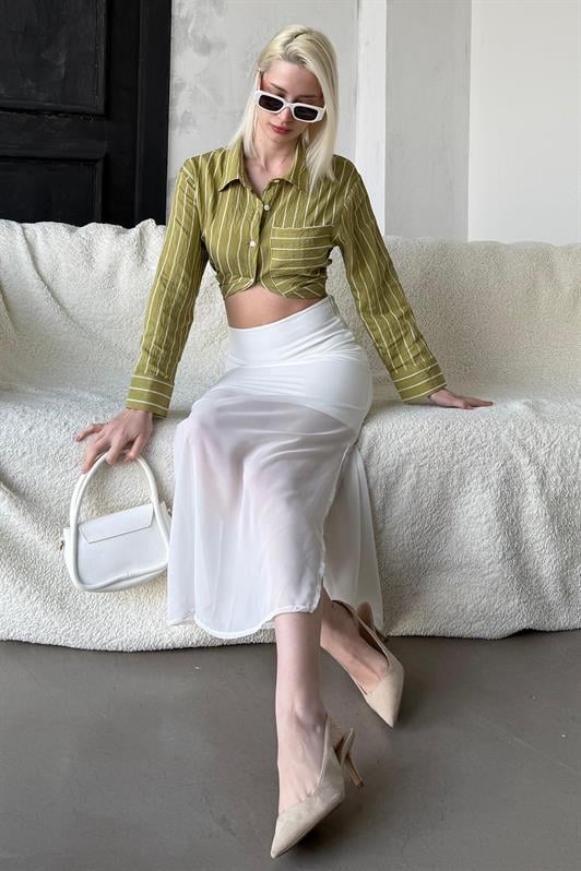 MDX Madmext White Chiffon Women's Skirt Mg2340 - Francisco I. Madero