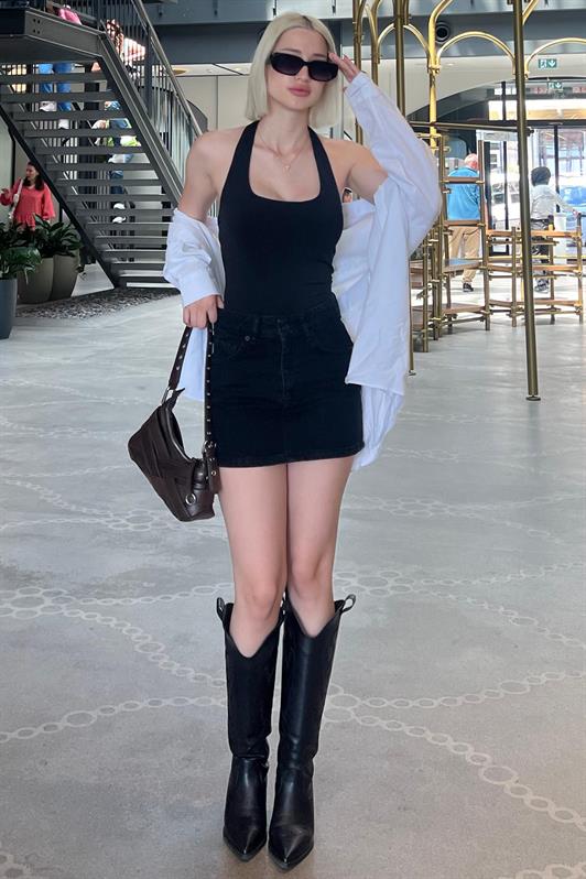 MDX Black Mini Denim Skirt MG2099 - Rochester